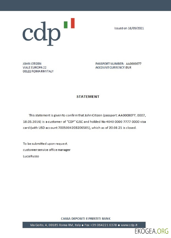 Référence Italie , CDP , closure